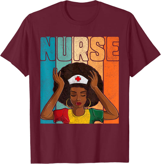 Black History Month T Shirts Women, Black Juneteenth Nurse T-Shirt - T-Shirt | Maroon
