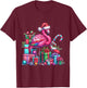 Funny Festive Flamingo Holiday Pink Christmas Xmas Santa Hat T-Shirt - T-Shirt | Maroon