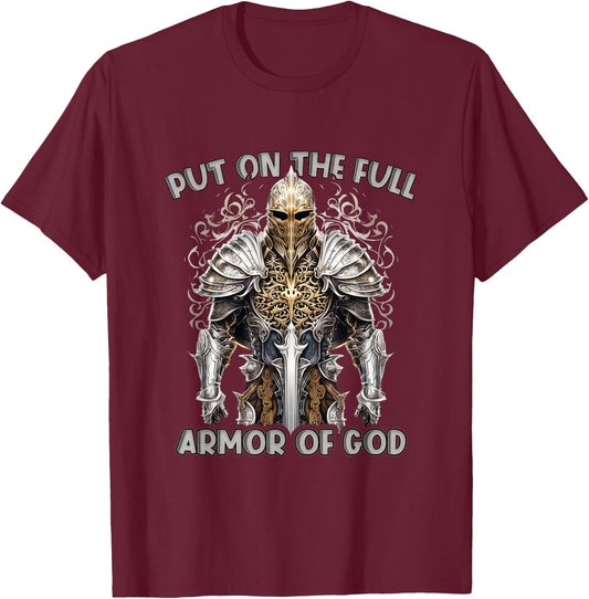Armor of God Christian Bible Verse Religious T-Shirt - T-Shirt | Maroon