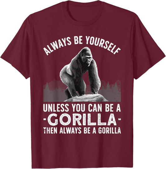 Funny Gorilla Art Women Primate Animal Gorilla Lover T-Shirt - T-Shirt | Maroon