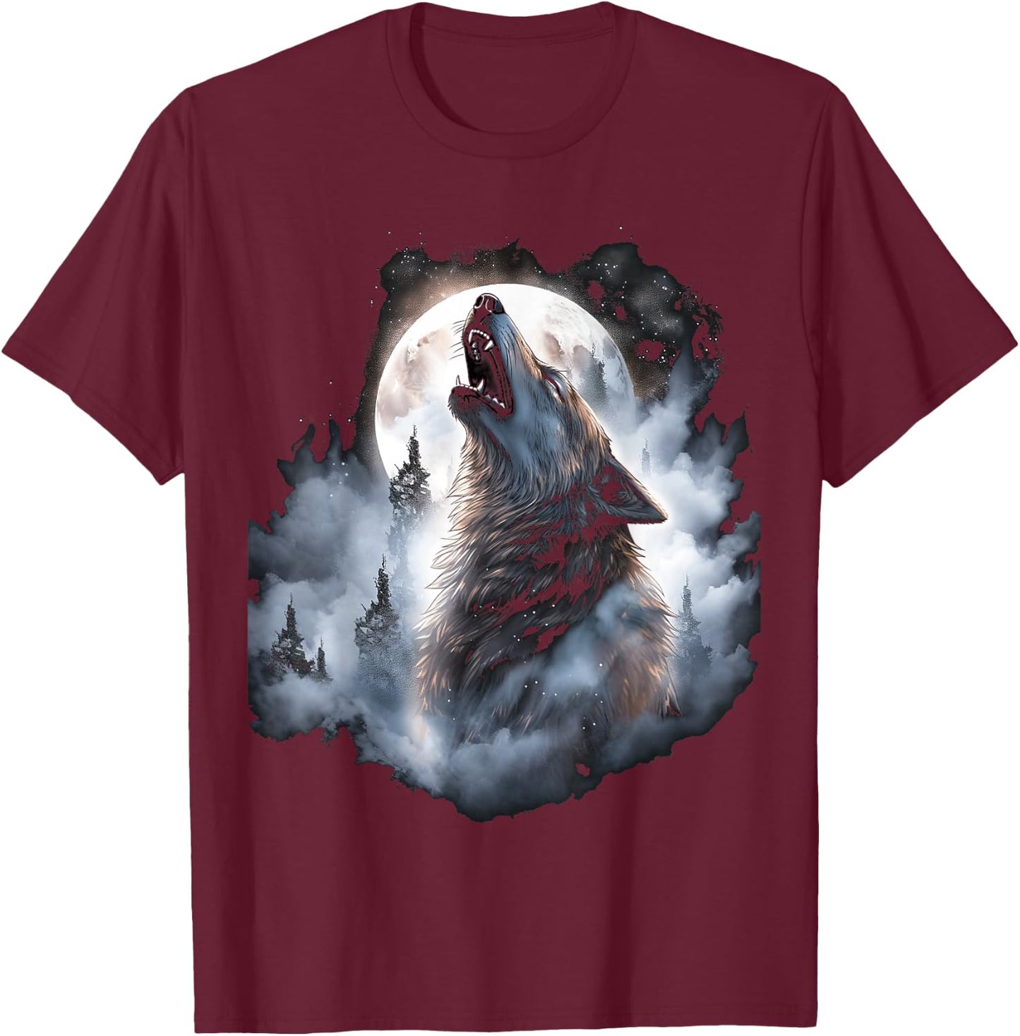 Wolves Howl to the Moon Wolf Wild Animals T-Shirt - T-Shirt | Maroon