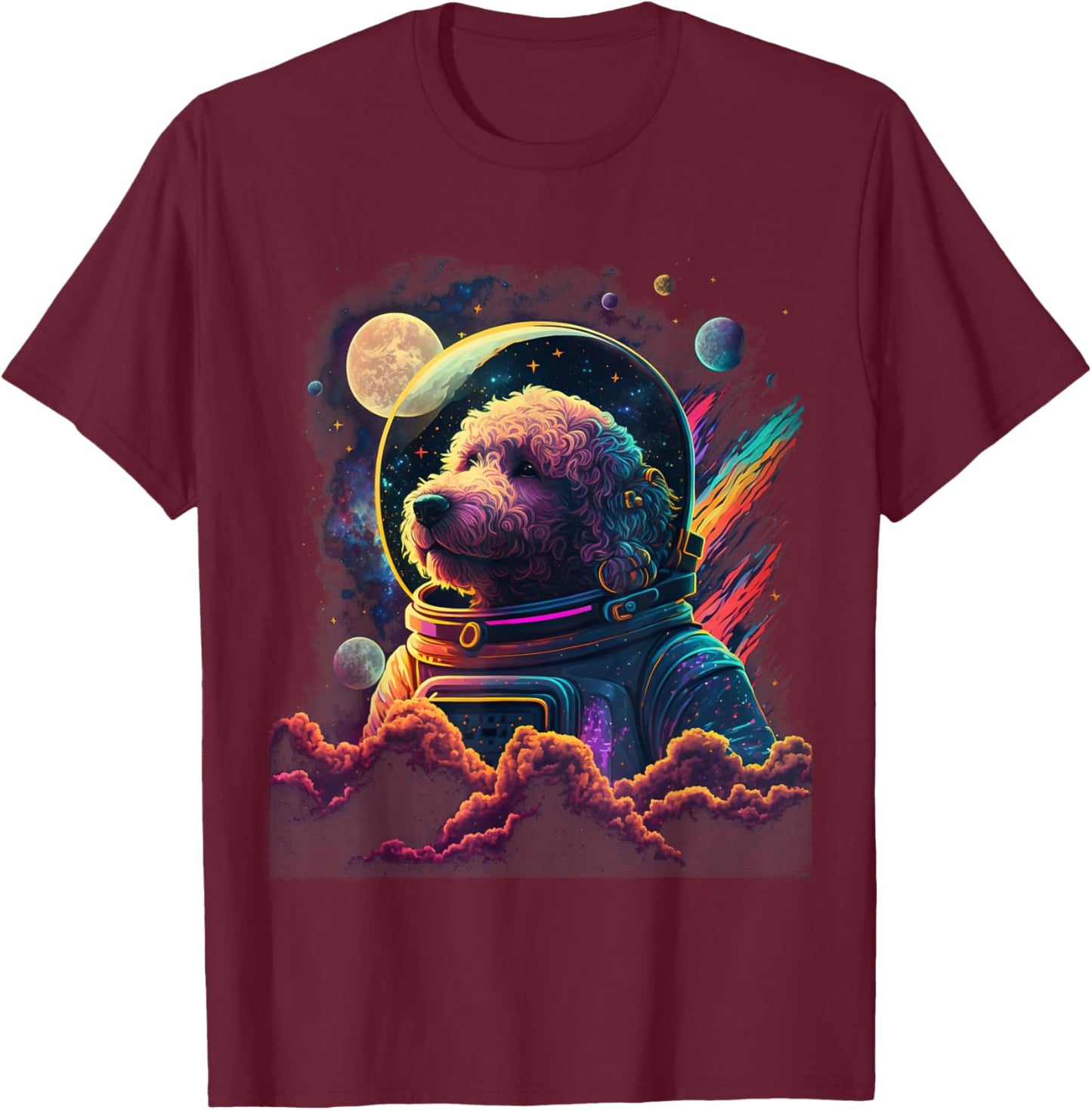 Astronaut Goldendoodle dog Space Galaxy T-Shirt - T-Shirt | Maroon