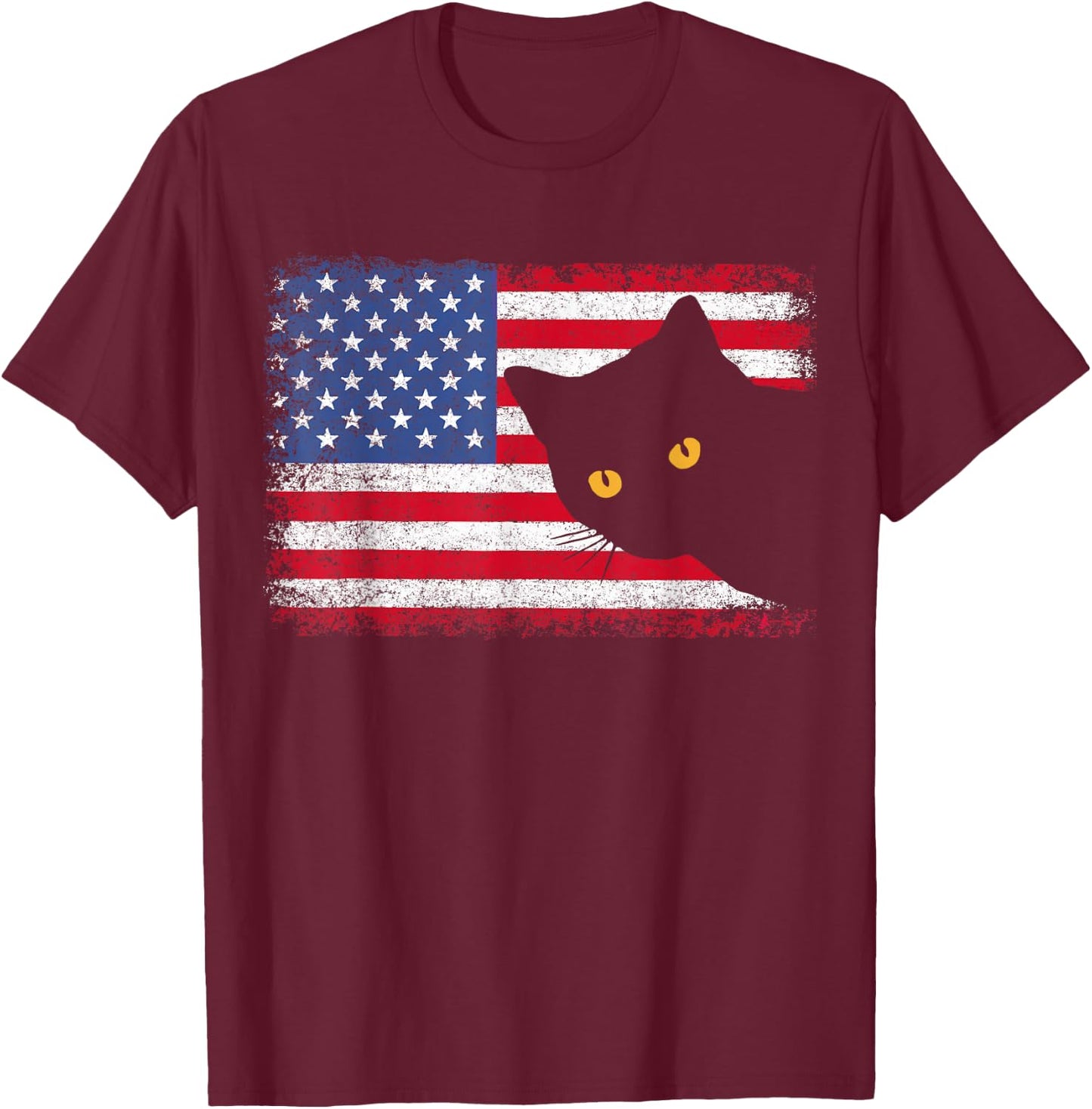 Patriotic USA Flag 4th of July Men Women Kids Boys Girl Cat T-Shirt - T-Shirt | Maroon