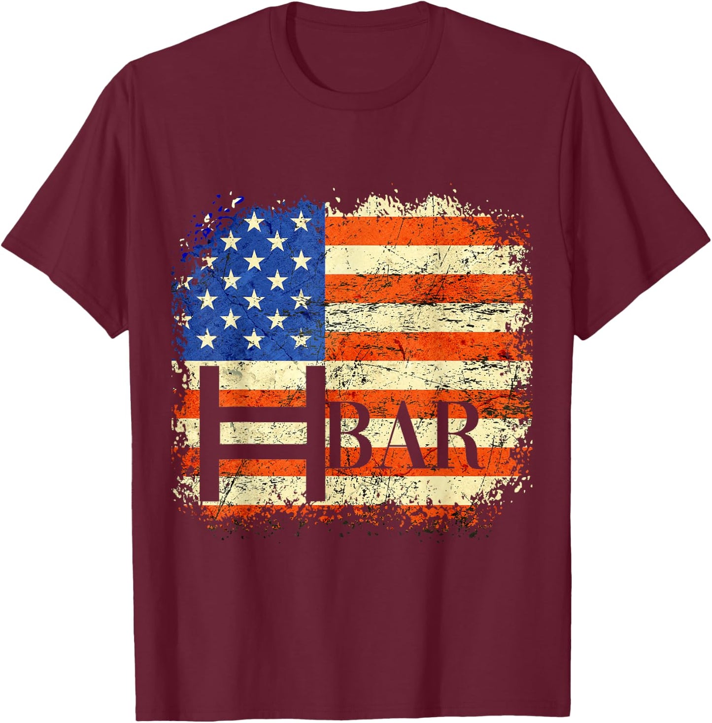 HBAR Crypto USA Flag BULLRUN 2024 HODL Hedera Hashgraph Men T-Shirt - T-Shirt | Maroon