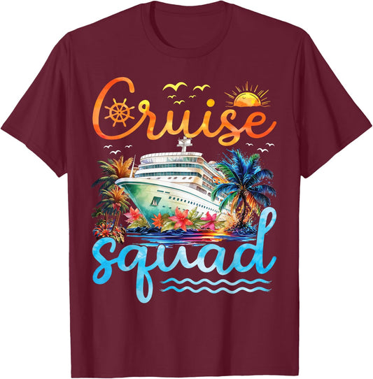 Cruise Squad 2025 Family Group Matching Cruise Vacation Trip T-Shirt - T-Shirt | Maroon