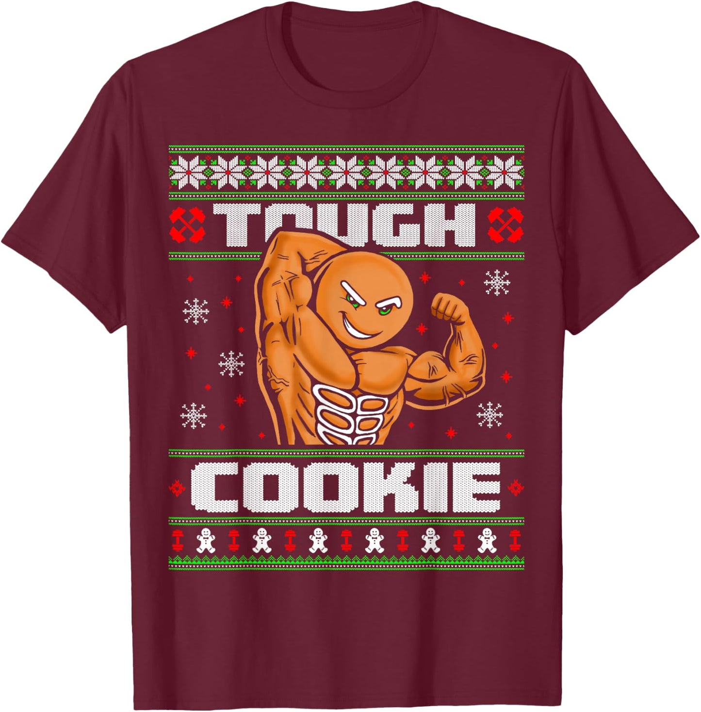 Gingerbread Man Funny Ugly Christmas Sweater Gym Workout T-Shirt - T-Shirt | Maroon
