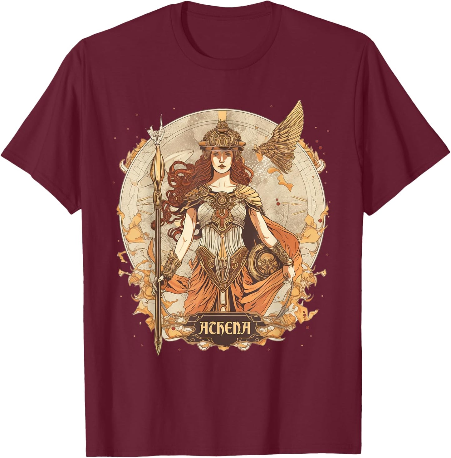 Greek Mythology: Athena, goddess of wisdom and war classical T-Shirt - T-Shirt | Maroon