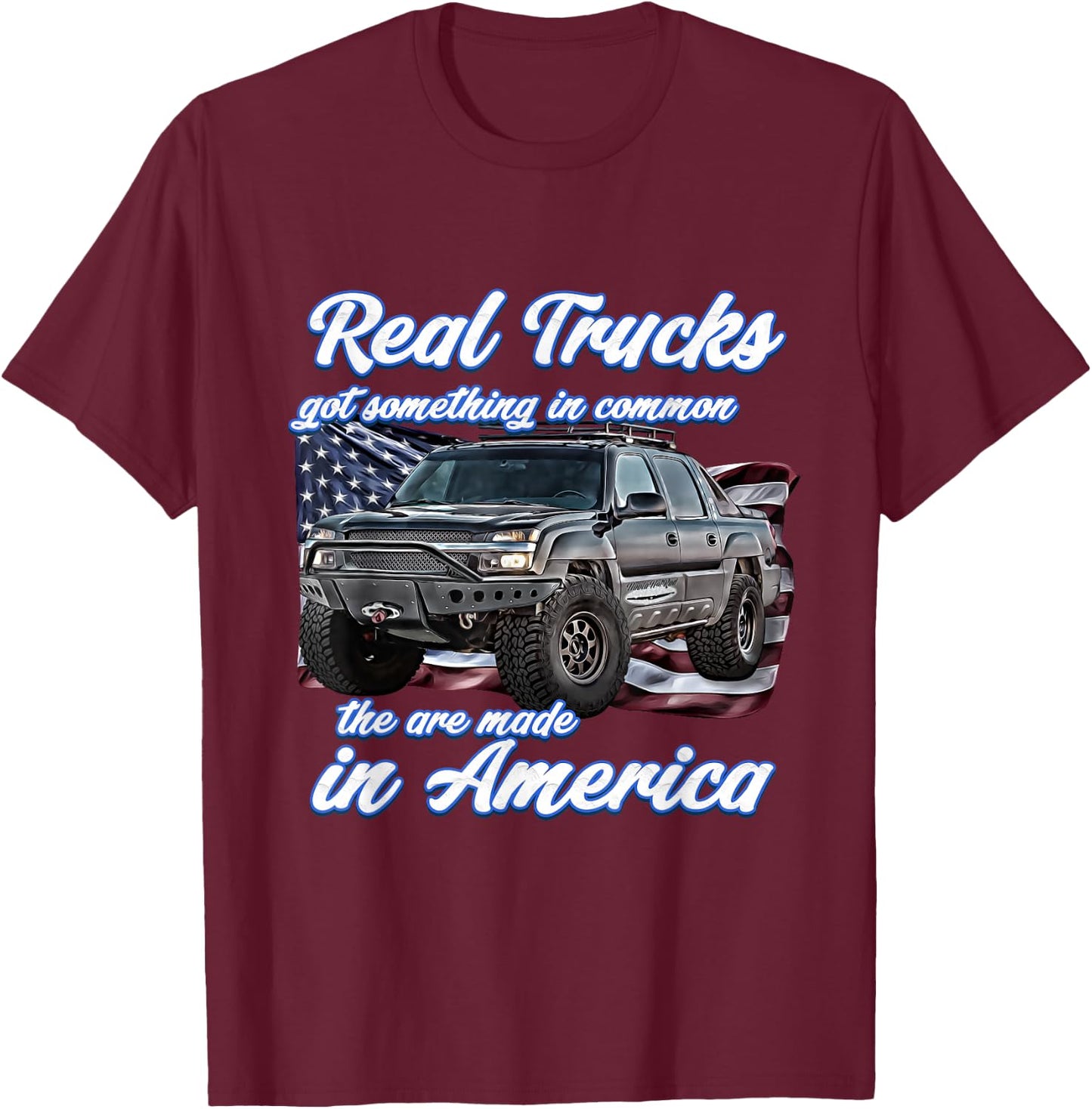 Real american Truck,Avalanche,USA,Patriot,Patriotic,America T-Shirt - T-Shirt | Maroon
