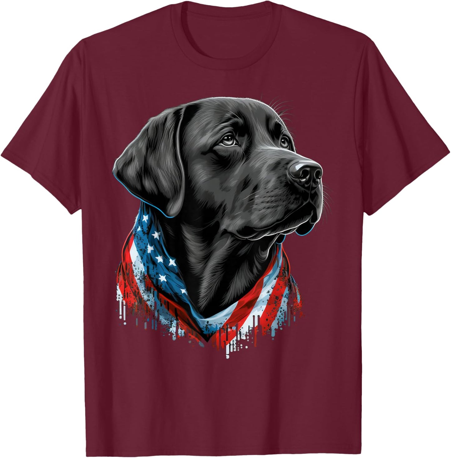 USA 4th of July Black Patriotic American Labrador Retriever T-Shirt - T-Shirt | Maroon