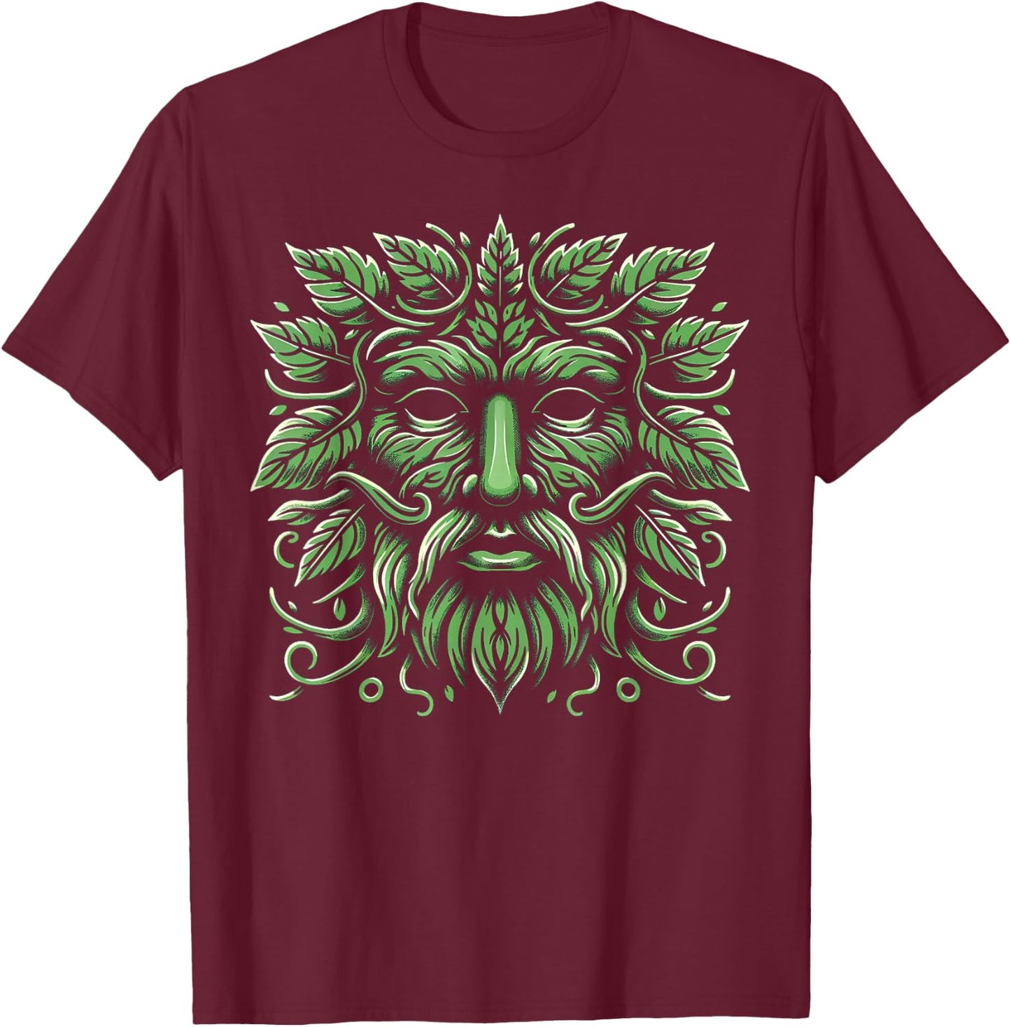 Green Man Botanical Greenman Women Kids Gardeners T-Shirt - T-Shirt | Maroon