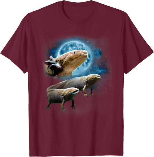 Howling at the Moon Shirt - Axolotl Shirt - Funny Axolotl T-Shirt - T-Shirt | Maroon