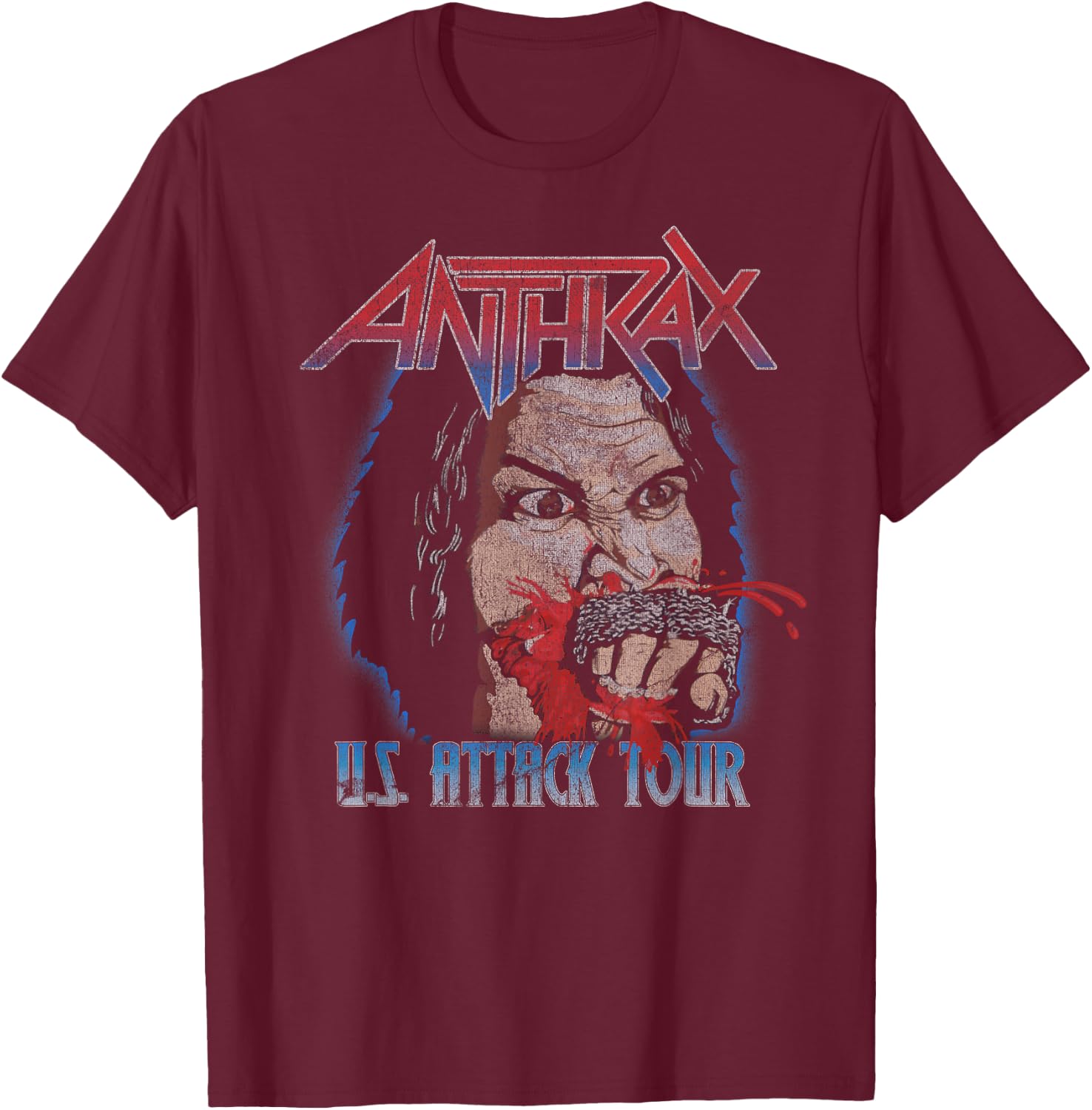 Anthrax – U.S Attack Tour T-Shirt - T-Shirt | Maroon
