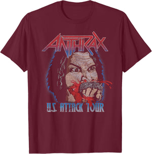 Anthrax – U.S Attack Tour T-Shirt - T-Shirt | Maroon