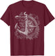 Compass and Anchor Boating Ocean sea Retro Vintage Sailor T-Shirt - T-Shirt | Maroon