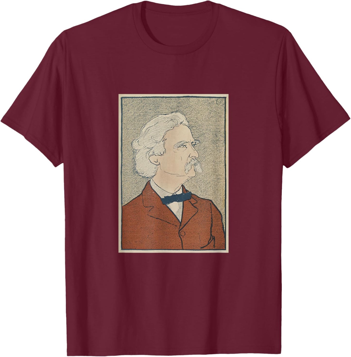 Vintage Mark Twain Portrait (1898) T-Shirt - T-Shirt | Maroon