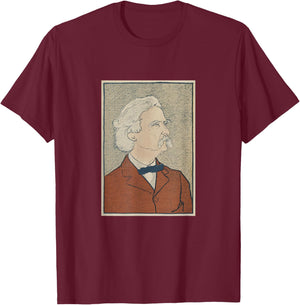 Vintage Mark Twain Portrait (1898) T-Shirt - T-Shirt | Maroon