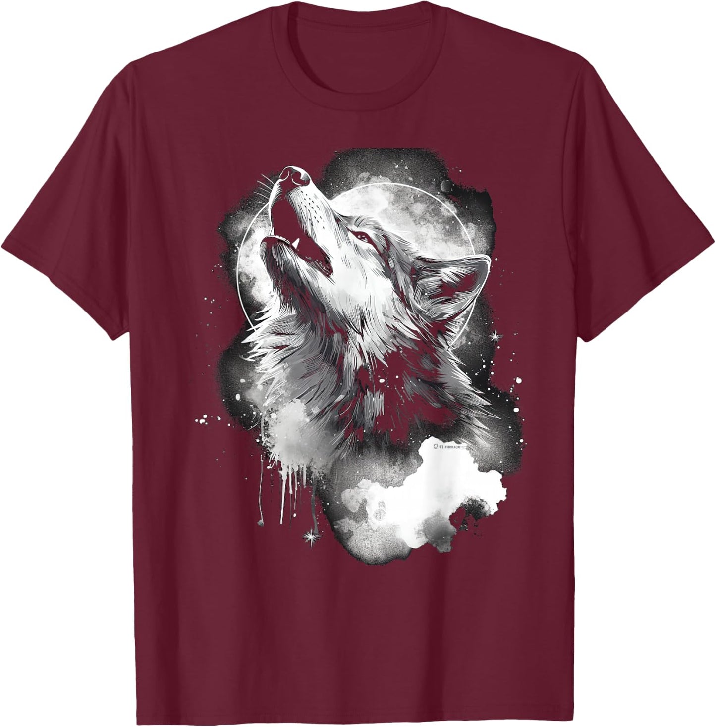 Wolves howling at moon wolf wild animal T-Shirt - T-Shirt | Maroon