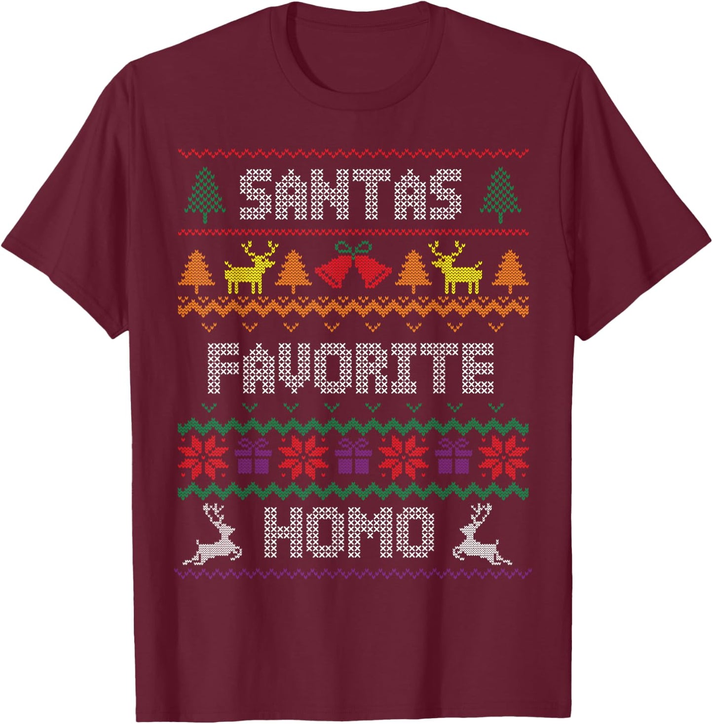 Santa's Favorite Homo - Gay Christmas T-Shirt - T-Shirt | Maroon