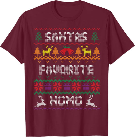 Santa's Favorite Homo - Gay Christmas T-Shirt - T-Shirt | Maroon