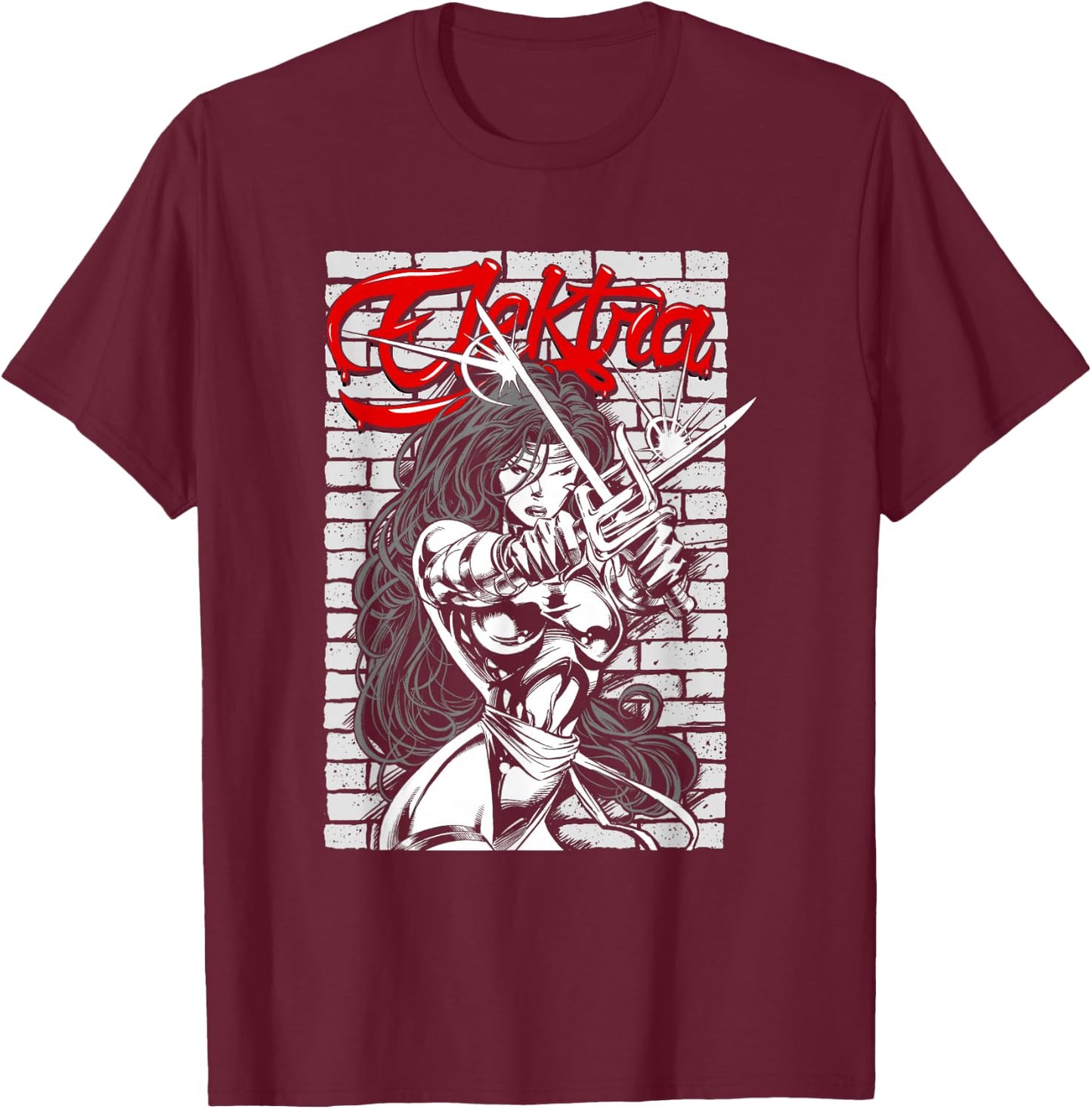 Marvel Comics Retro Classic Elektra Assassin Beauty Portrait T-Shirt - T-Shirt | Maroon