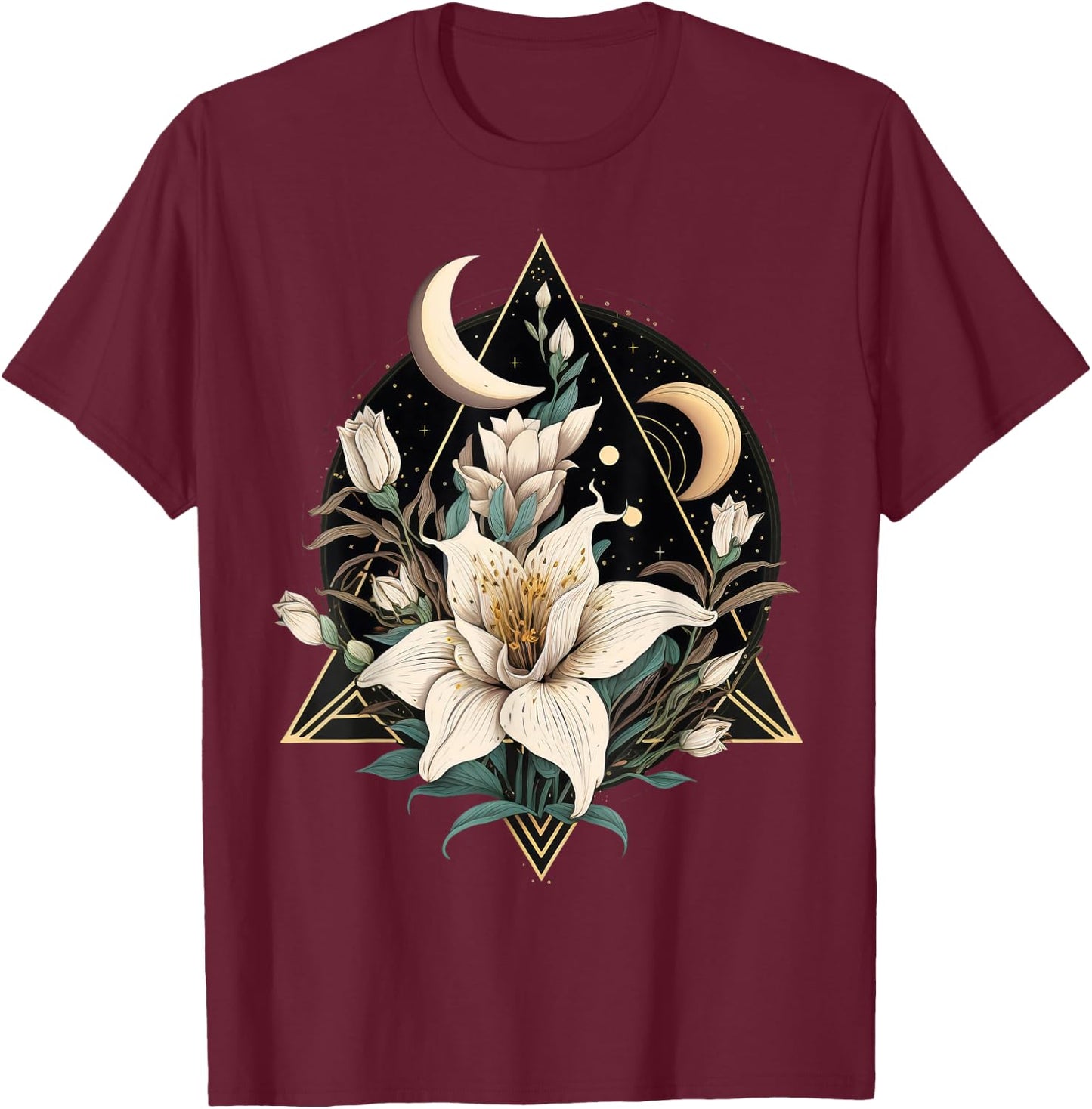 Beautiful Moon Lily Flower on floral Lily T-Shirt - T-Shirt | Maroon