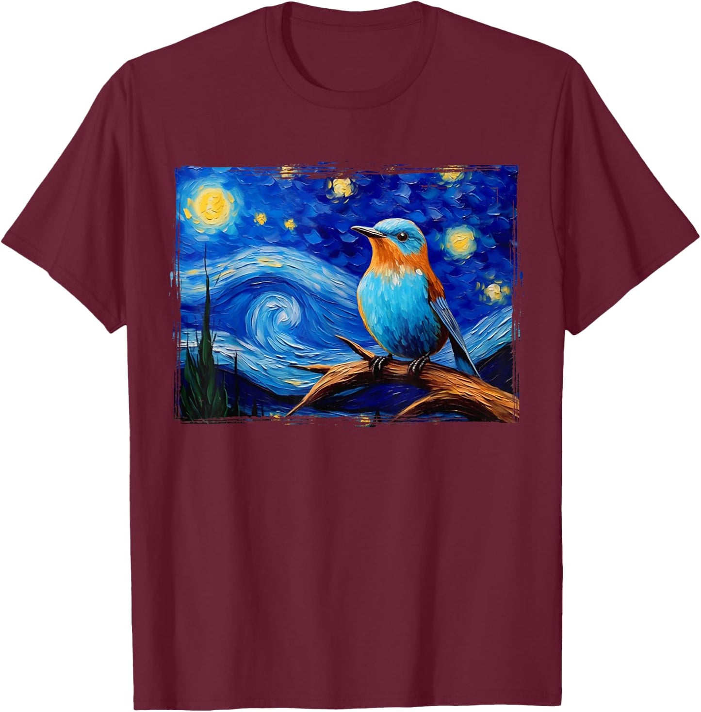Patience Bluebird of Happiness Blue Bird Eastern Bluebird T-Shirt - T-Shirt | Maroon