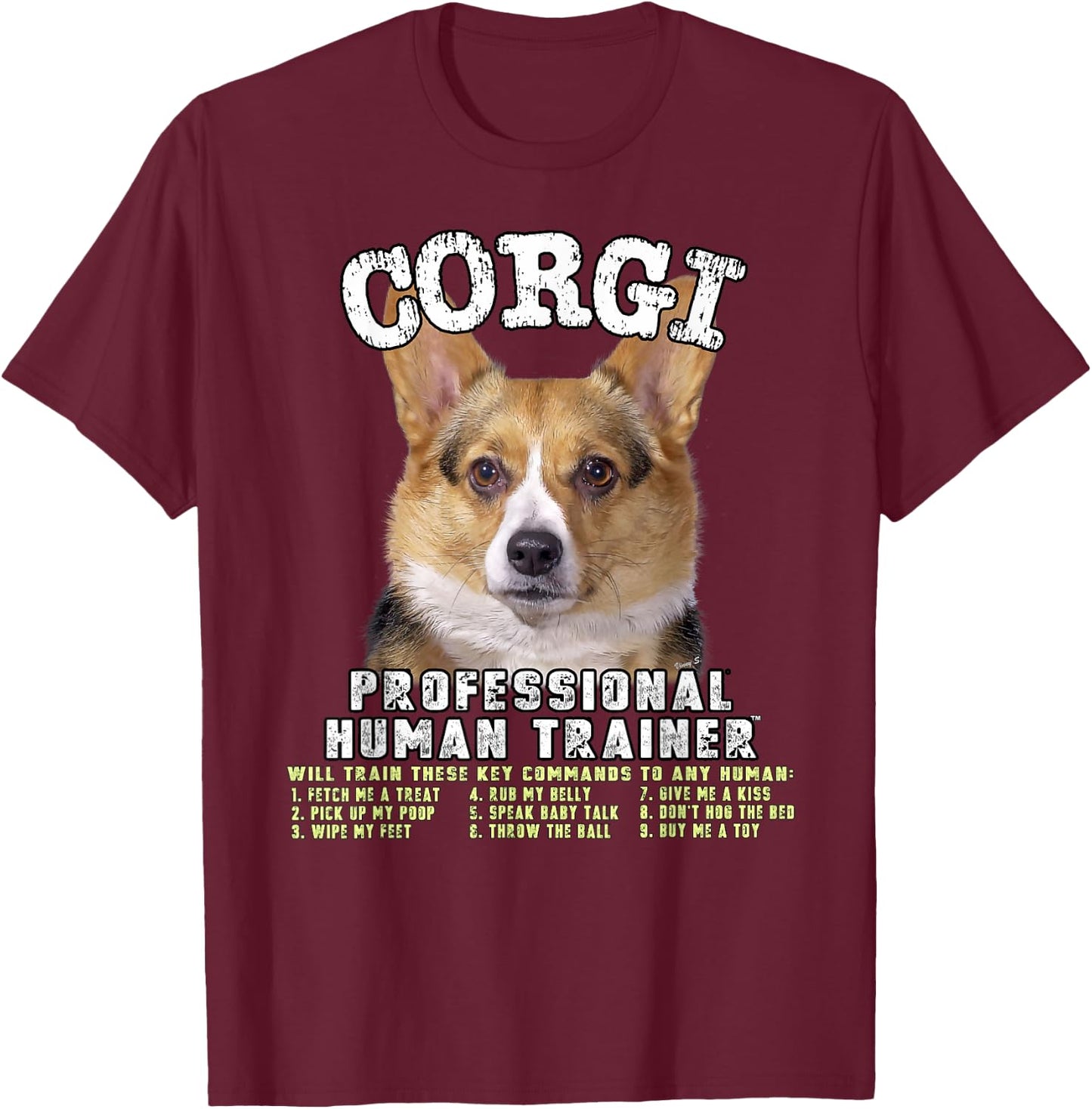 Corgi Professional Human Trainer T-Shirt - T-Shirt | Maroon