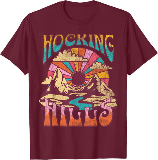 Hocking Hills Ohio Nature Hiking Mountains Outdoors Vintage T-Shirt - T-Shirt | Maroon