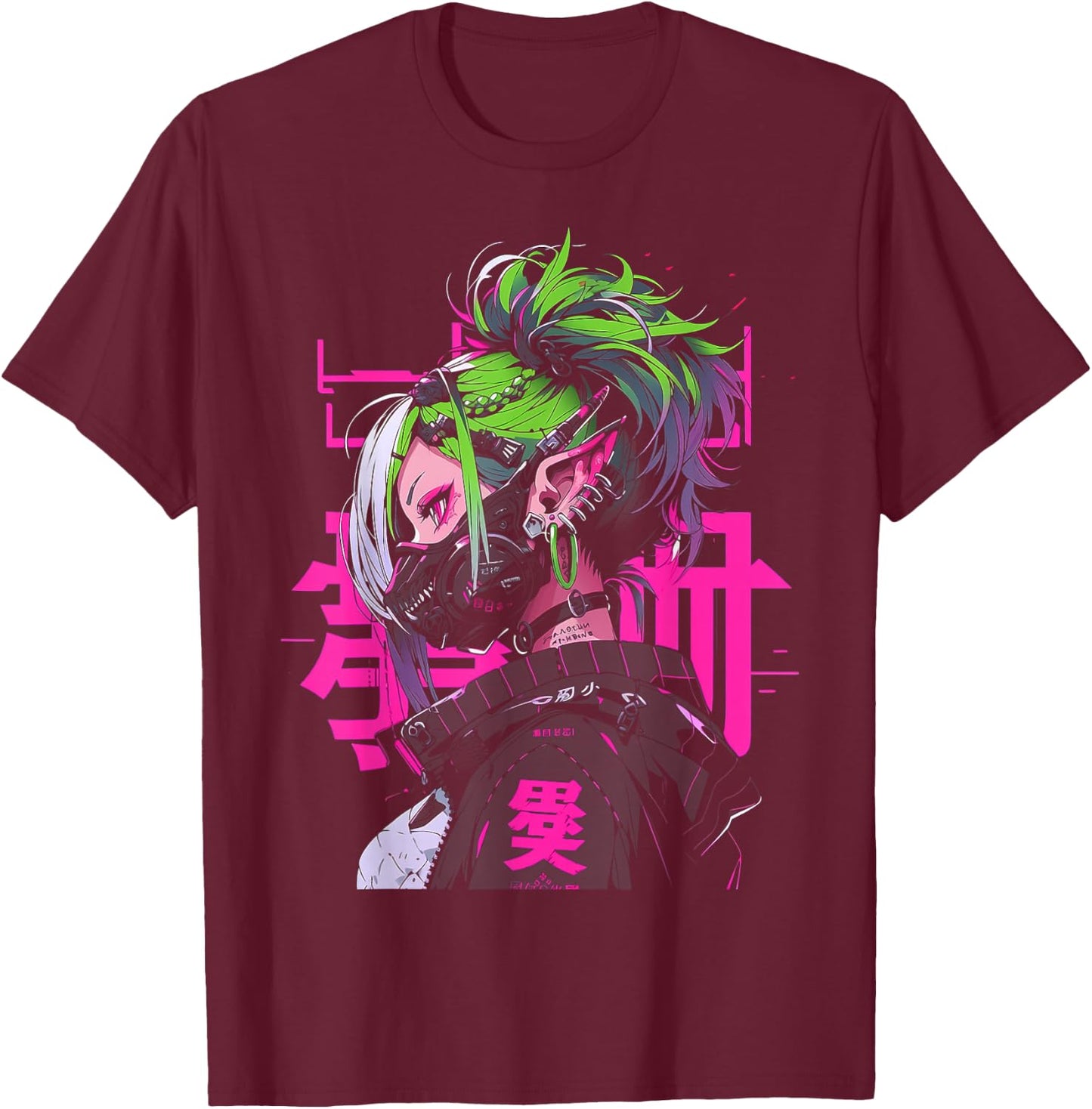 Anime Manga Cyberpunk Aesthetic Techwear Harajuku T-Shirt - T-Shirt | Maroon