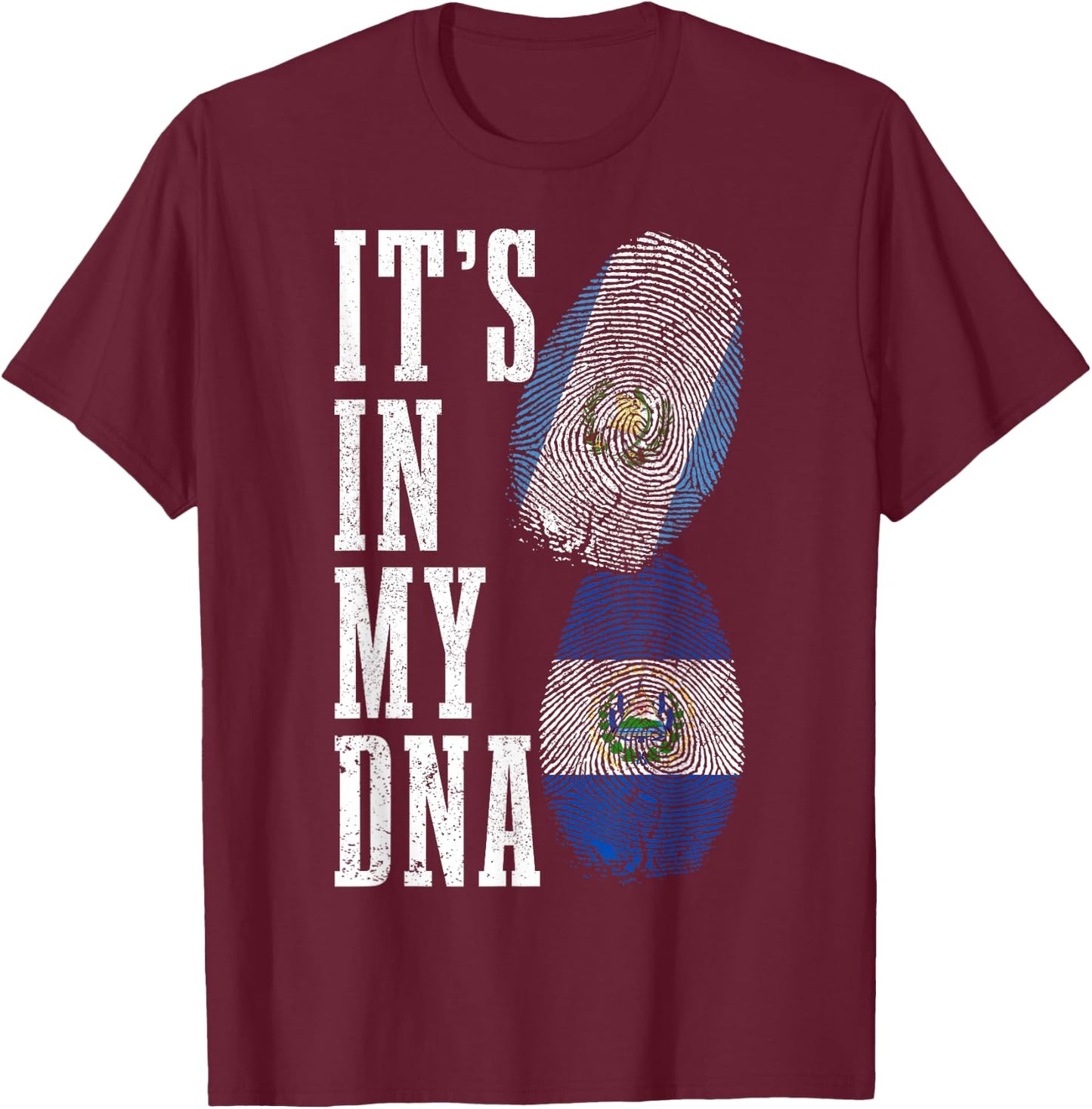 Guatemala El Salvador DNA Guatemalan Salvadorian Flag Pride T-Shirt - T-Shirt | Maroon
