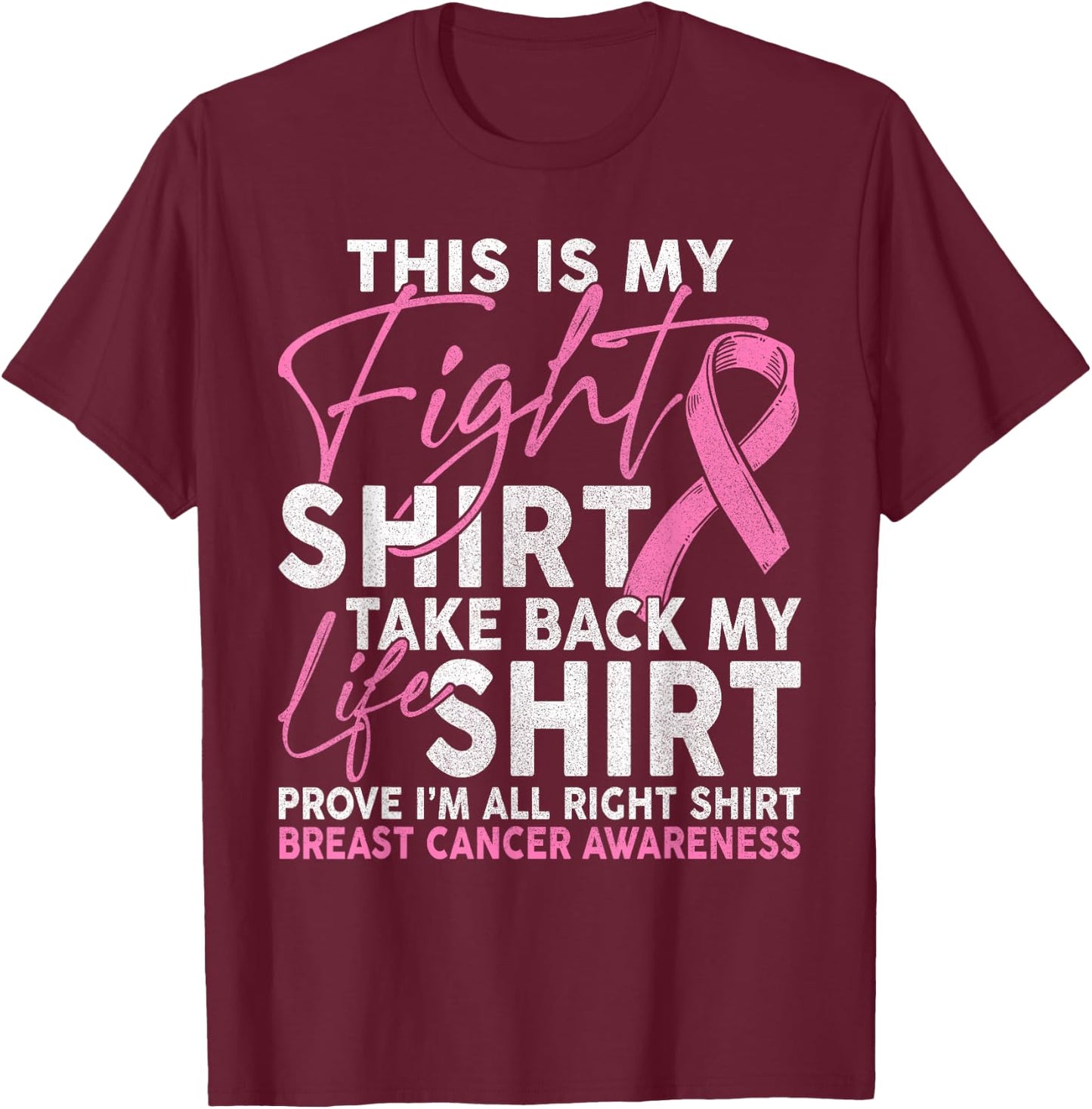 This Is My Fight Breast Cancer Fighter Pink Boxing Glove T-Shirt - T-Shirt | Maroon