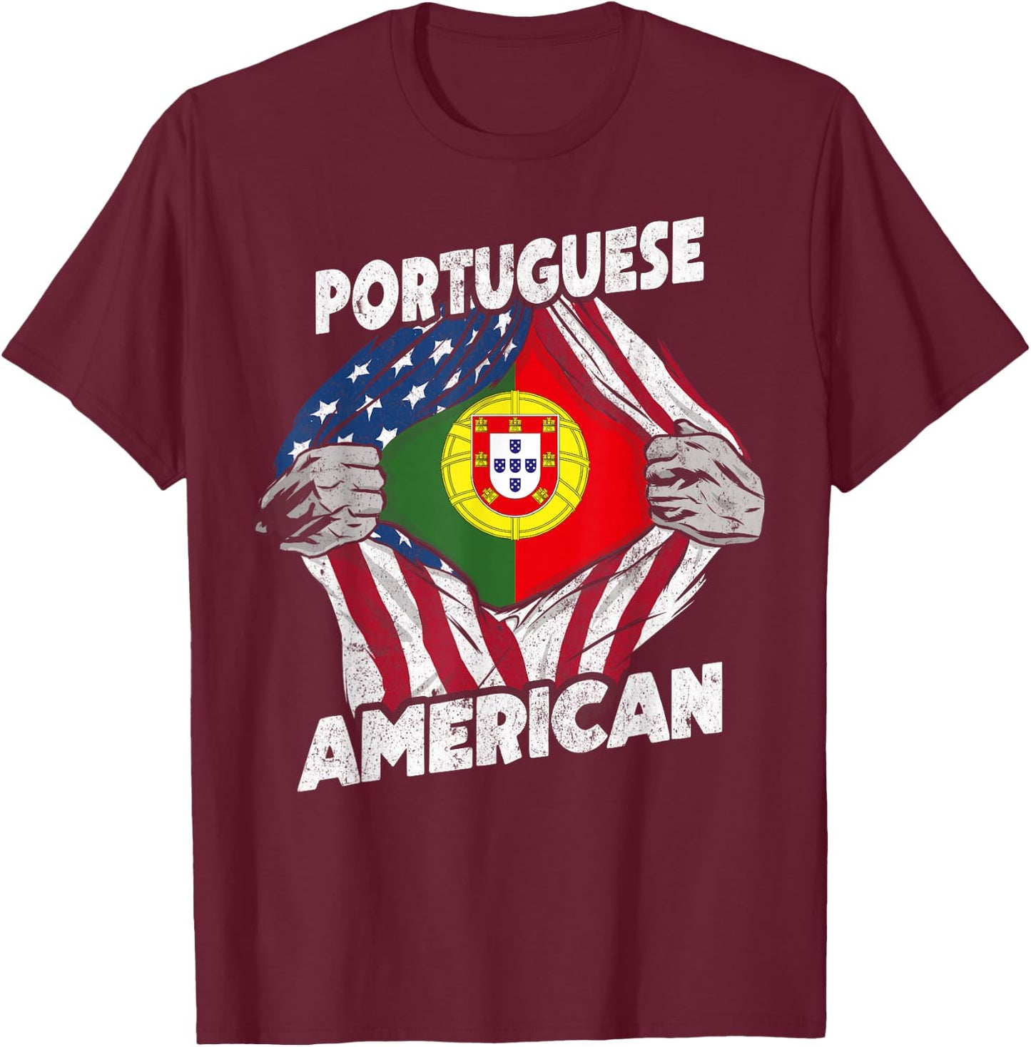 Portuguese And American Flag Portugal Proud T-Shirt - T-Shirt | Maroon