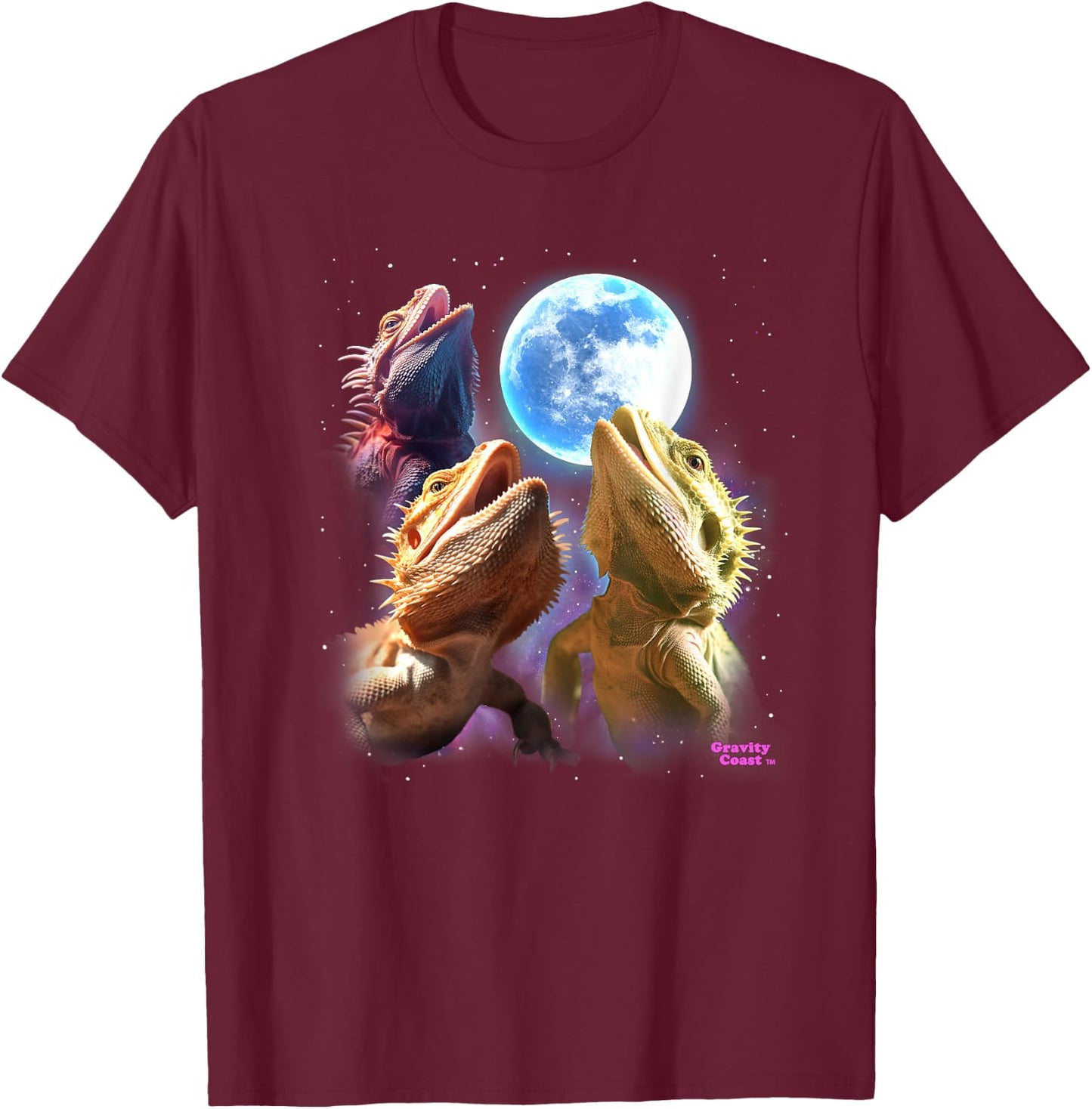 Bearded Dragon Shirts Lizards Howling at the Moon Beardies T-Shirt - T-Shirt | Maroon
