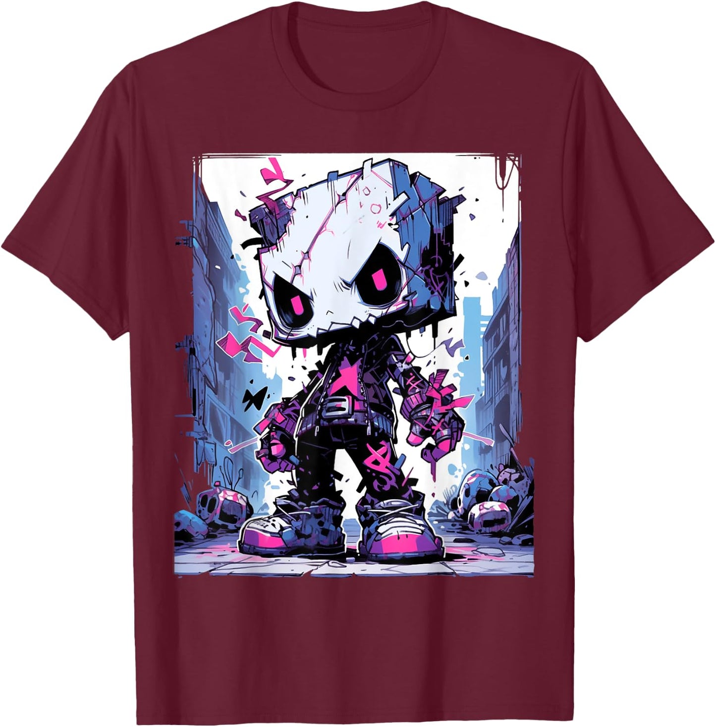 Funny Monster Cute Cartoon Comic Halloween Graffiti Anime T-Shirt - T-Shirt | Maroon