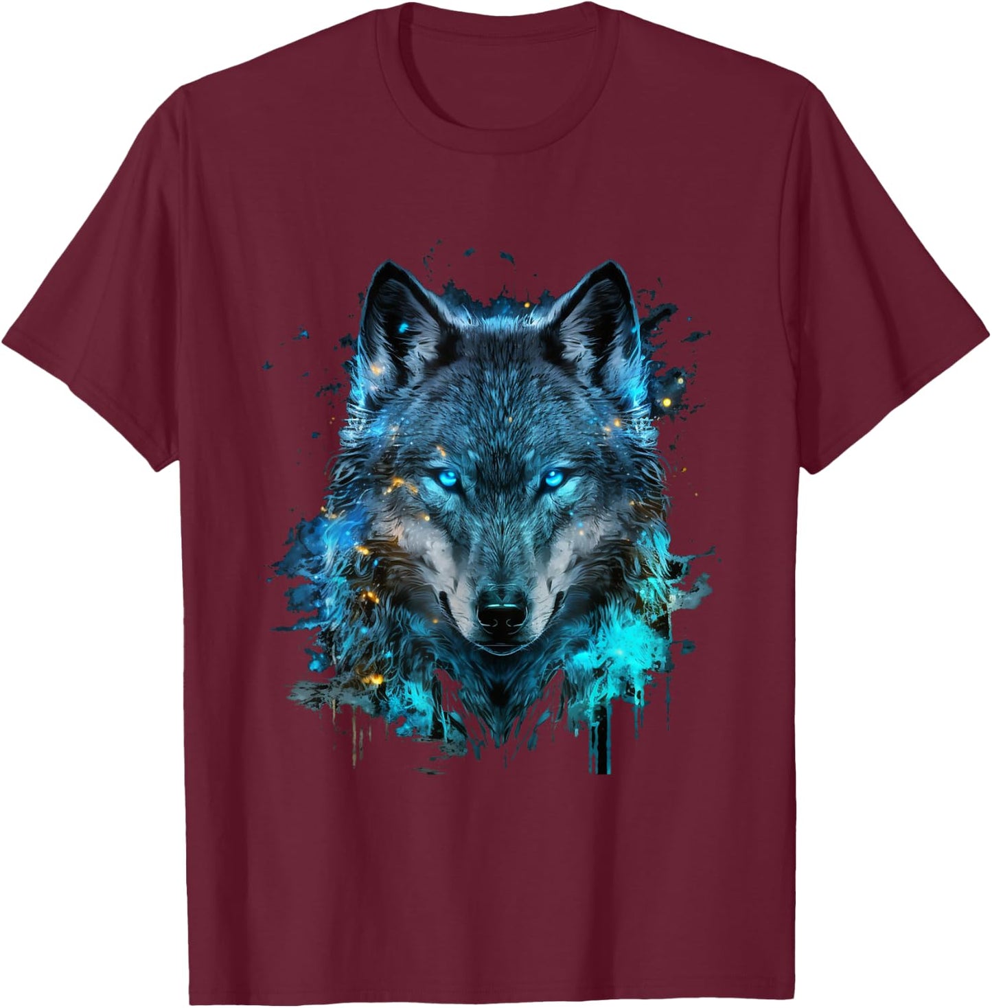 Wolf Art Abstract Wolf Face Wolves Animal Wolf Lover T-Shirt - T-Shirt | Maroon