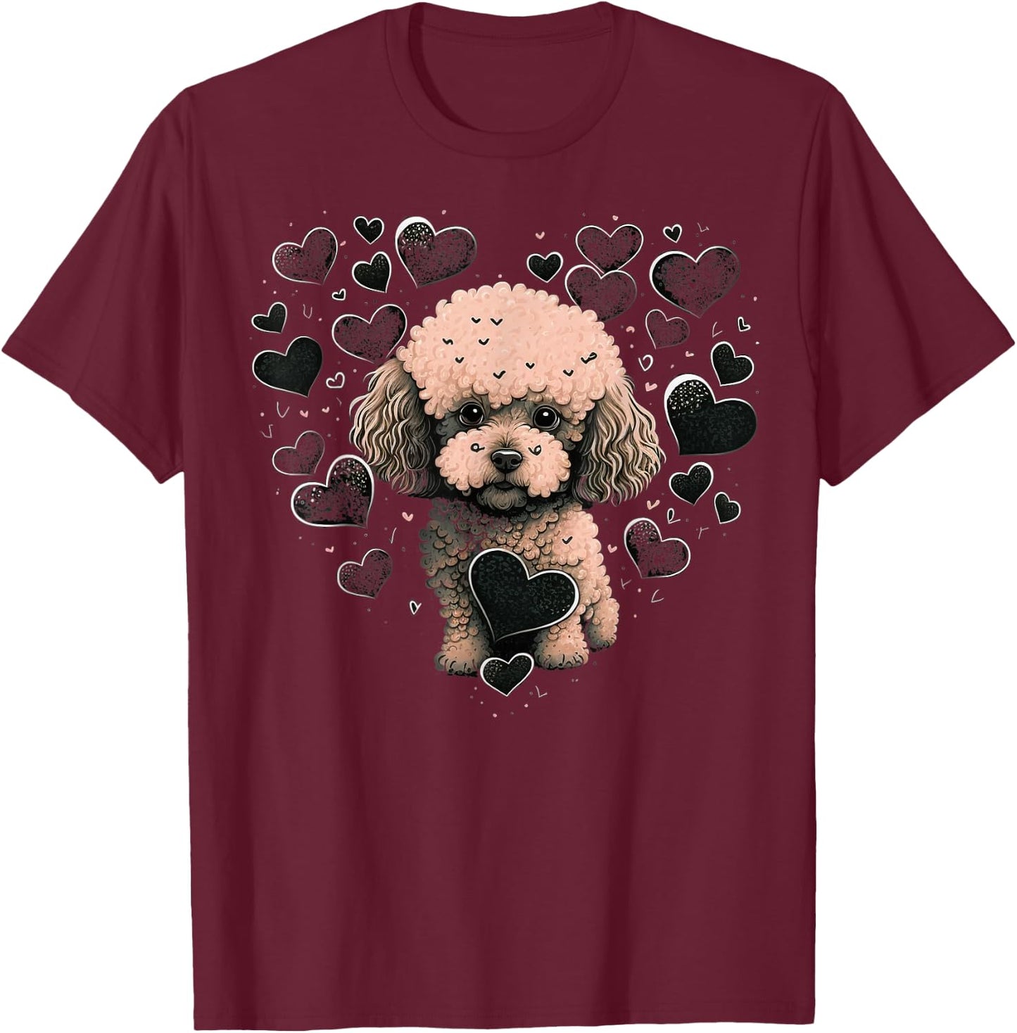 Toy Poodle Love Heart for Valentines Day on Poodle Lover T-Shirt - T-Shirt | Maroon