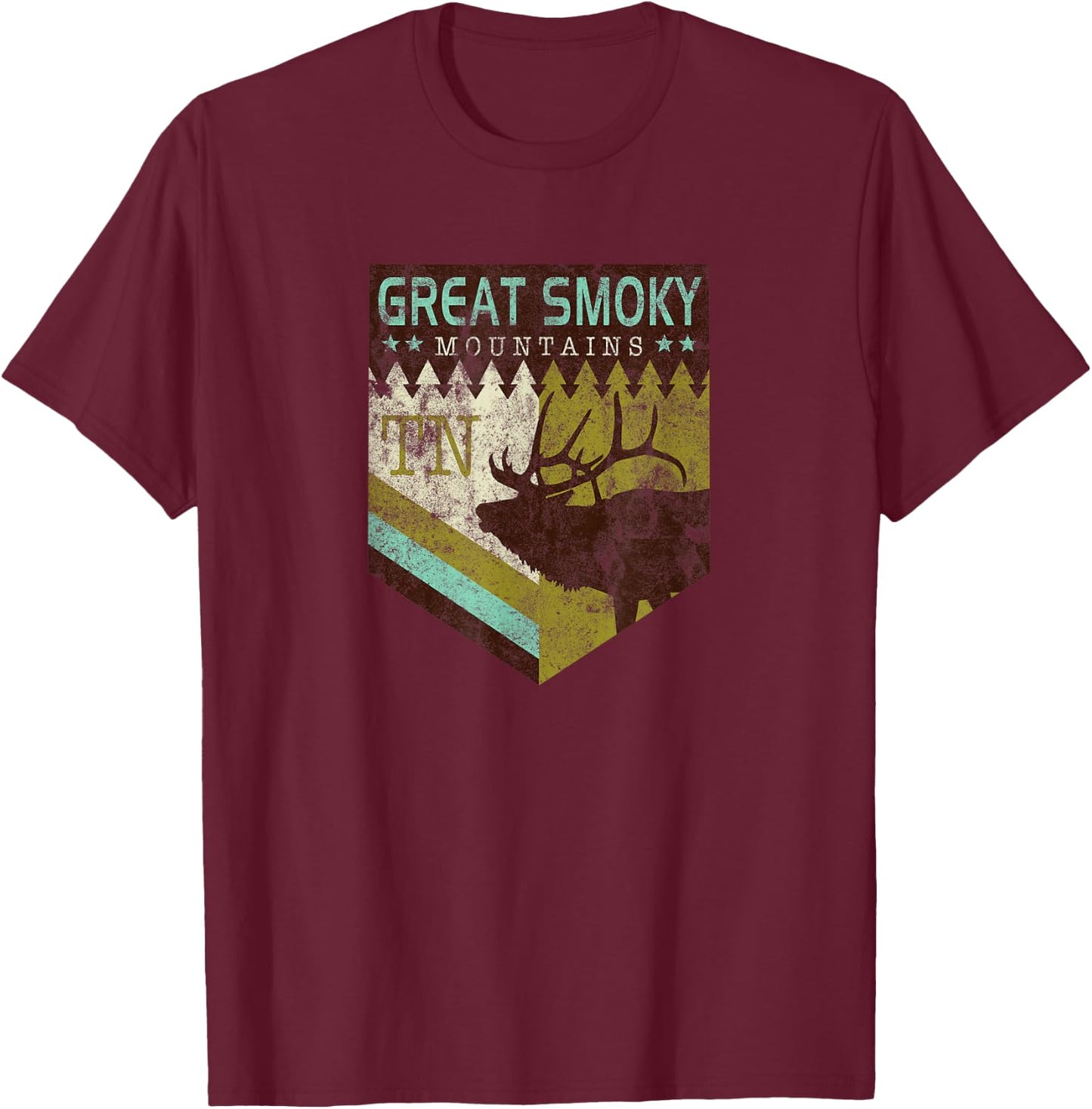 Great Smoky Mountains National Park Vintage Moose T-Shirt - T-Shirt | Maroon