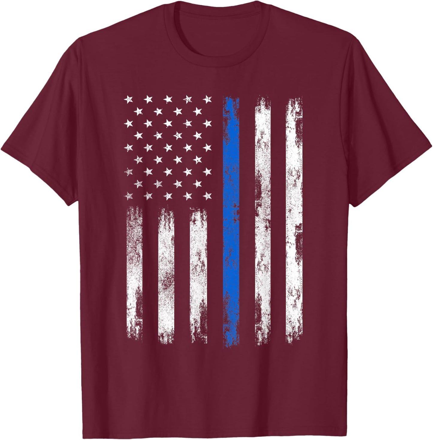 USA Flag Police Support Patriotic Law Enforcement Officer T-Shirt - T-Shirt | Maroon