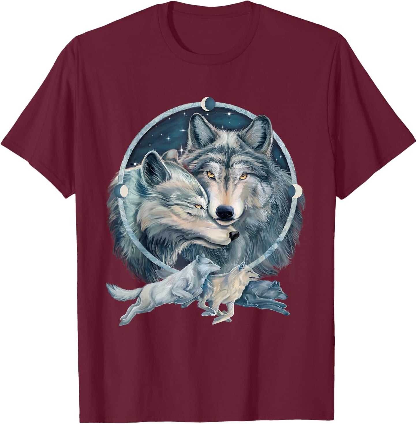 Wolf Dream Catcher Love T-Shirt - T-Shirt | Maroon