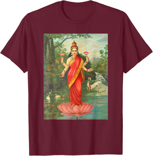Goddess Lakshmi Painting T-Shirt - T-Shirt | Maroon