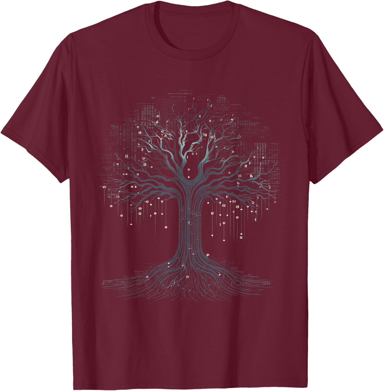 Binary Hacking Coding Software Programming Binary Code Tree Computer Science Technology Coder T-Shirt - T-Shirt | Maroon
