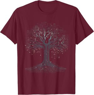 Binary Hacking Coding Software Programming Binary Code Tree Computer Science Technology Coder T-Shirt - T-Shirt | Maroon