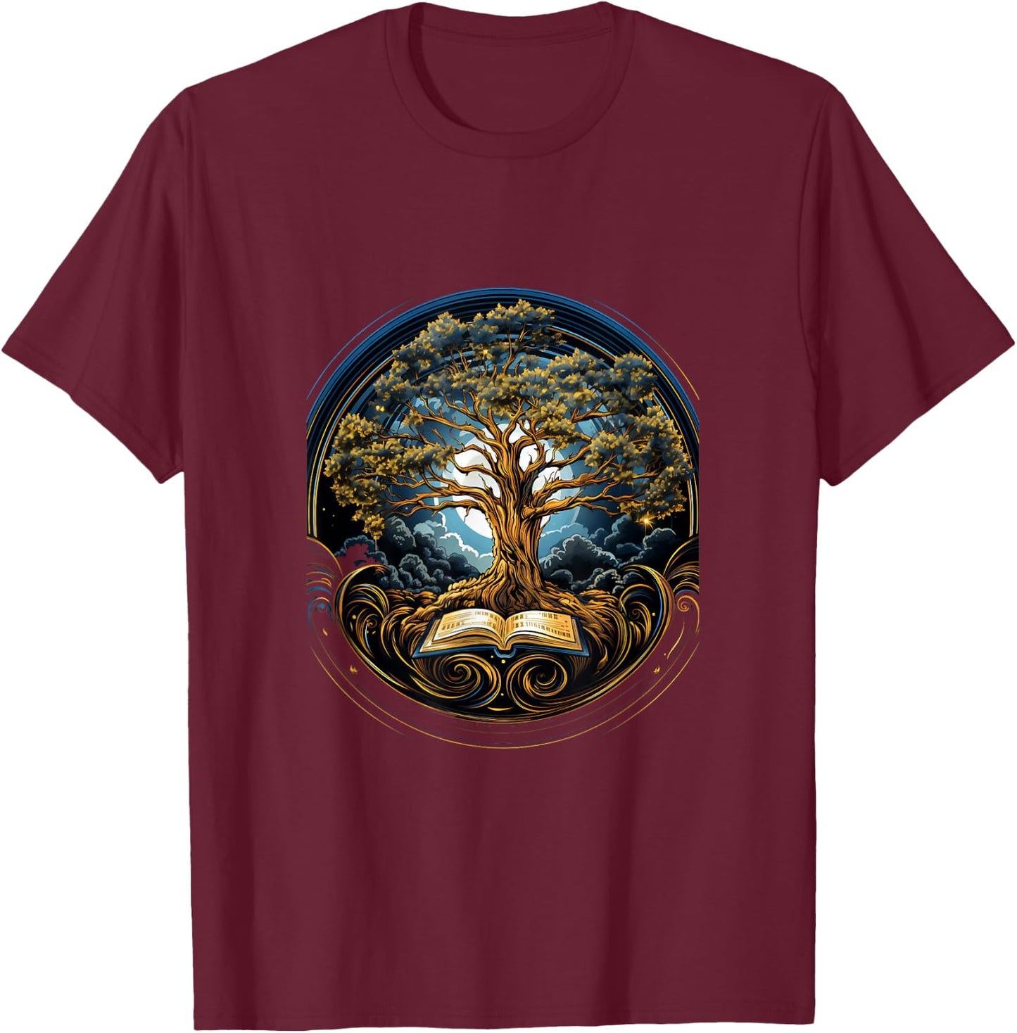 Back to School Tree of Knowledge Book Teacher Student T-Shirt - T-Shirt | Maroon