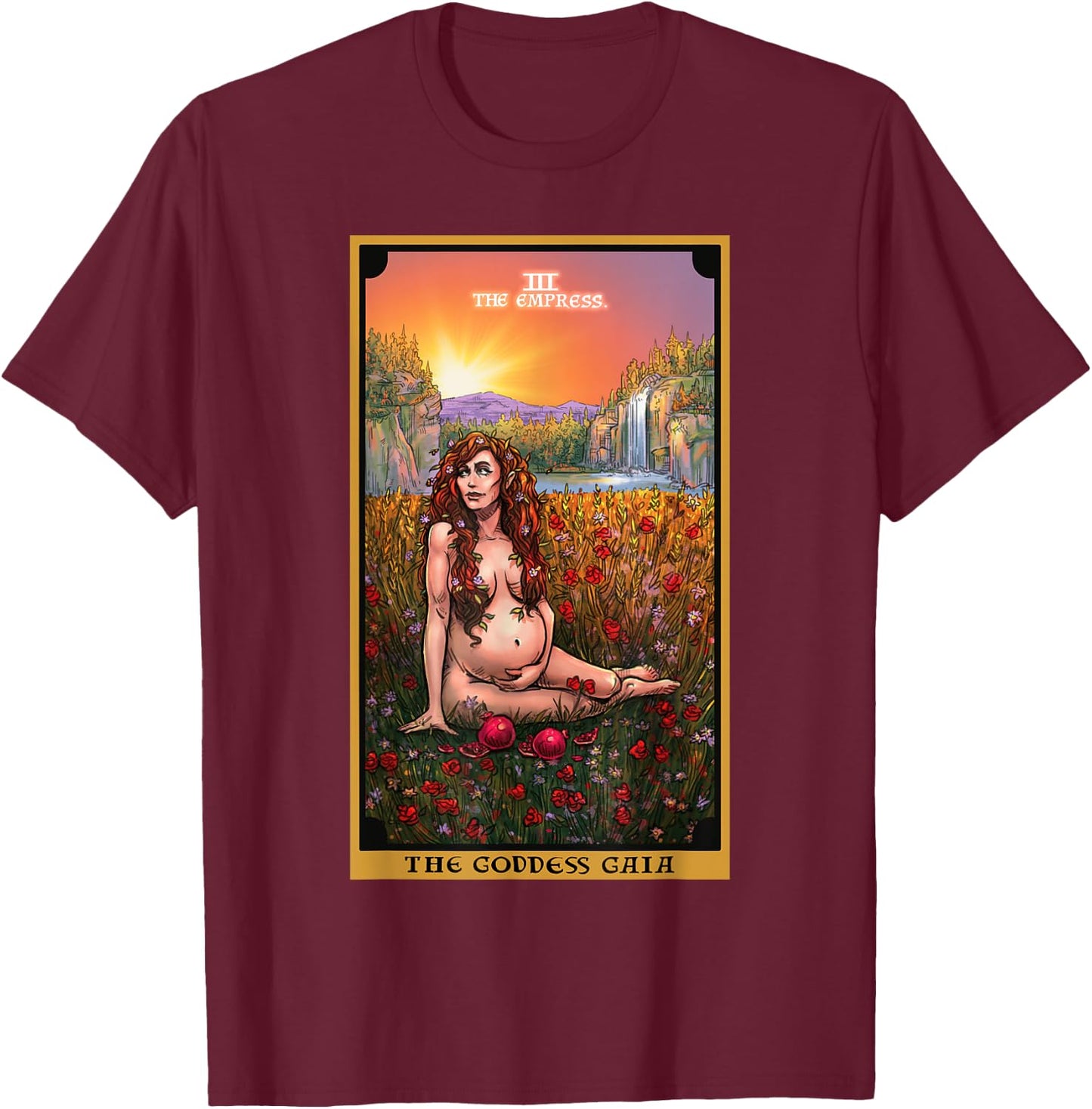 The Goddess Gaia The Empress Tarot Card Greek Pagan Witch T-Shirt - T-Shirt | Maroon
