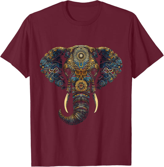 Elephant Mandala Artwork - Zoo Animal Elephant T-Shirt - T-Shirt | Maroon