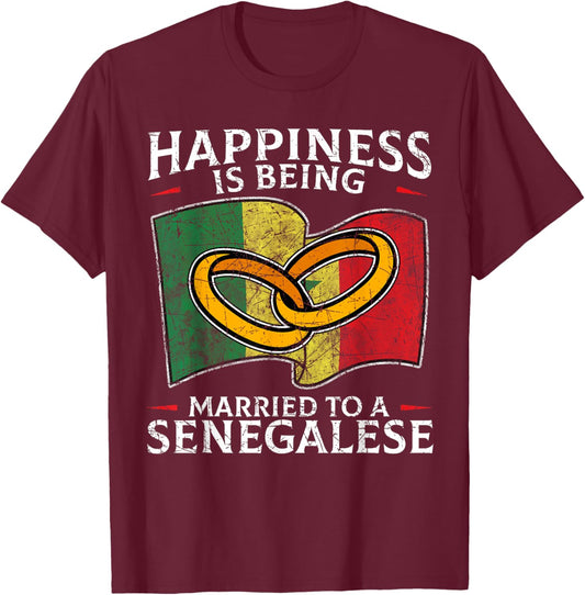 Senegalese Wedding Republic of Senegal Roots Flag Married T-Shirt - T-Shirt | Maroon