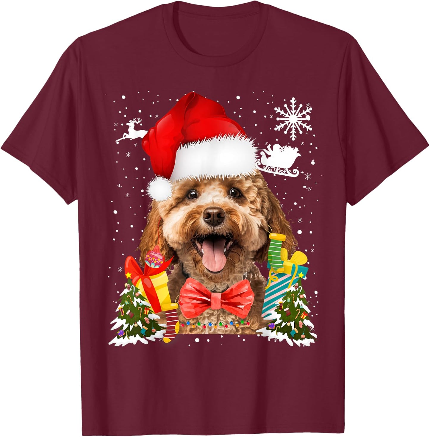 Cavapoo Christmas Outfit Idea For Kids & Christmas Cavapoo T-Shirt - T-Shirt | Maroon