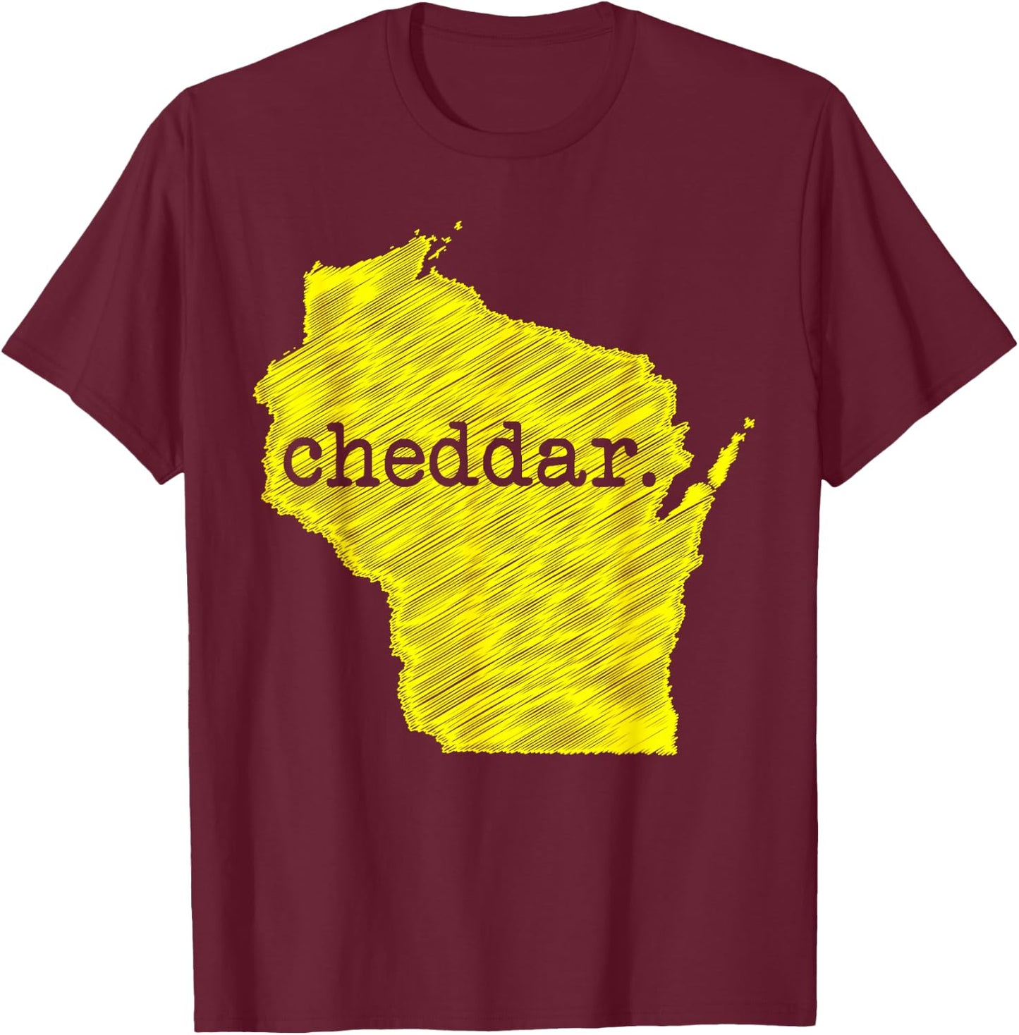 Wisconsin Cheddar Cheese Map Home Graphic T-Shirt - T-Shirt | Maroon