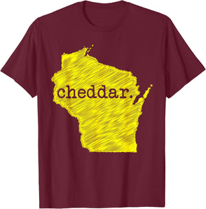 Wisconsin Cheddar Cheese Map Home Graphic T-Shirt - T-Shirt | Maroon