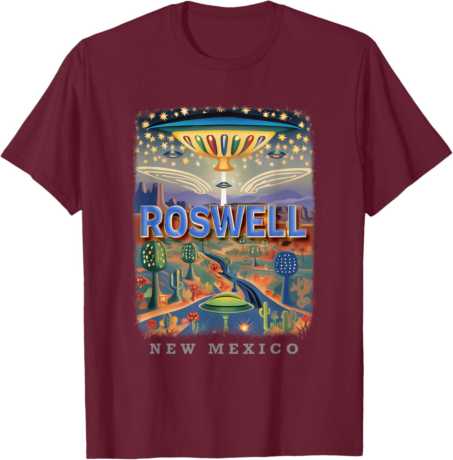 Roswell New Mexico NM Extraterrestrial Encounter SD660 T-Shirt - T-Shirt | Maroon